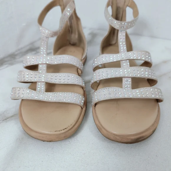 Cat & Jack Girls' Rainee Blush Rhinestone Gladiator Sandals, Sz 1 - Picture 4 of 12